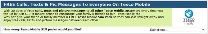 Tesco Mobile Lead Generation example