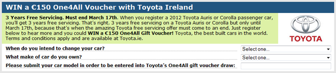 Toyota Lead Generation example